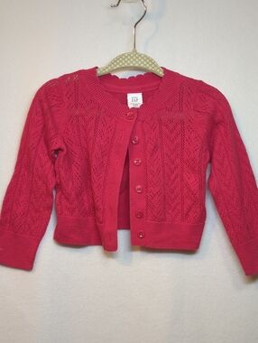 GAP Girls Red Eyelet Button Cardigan